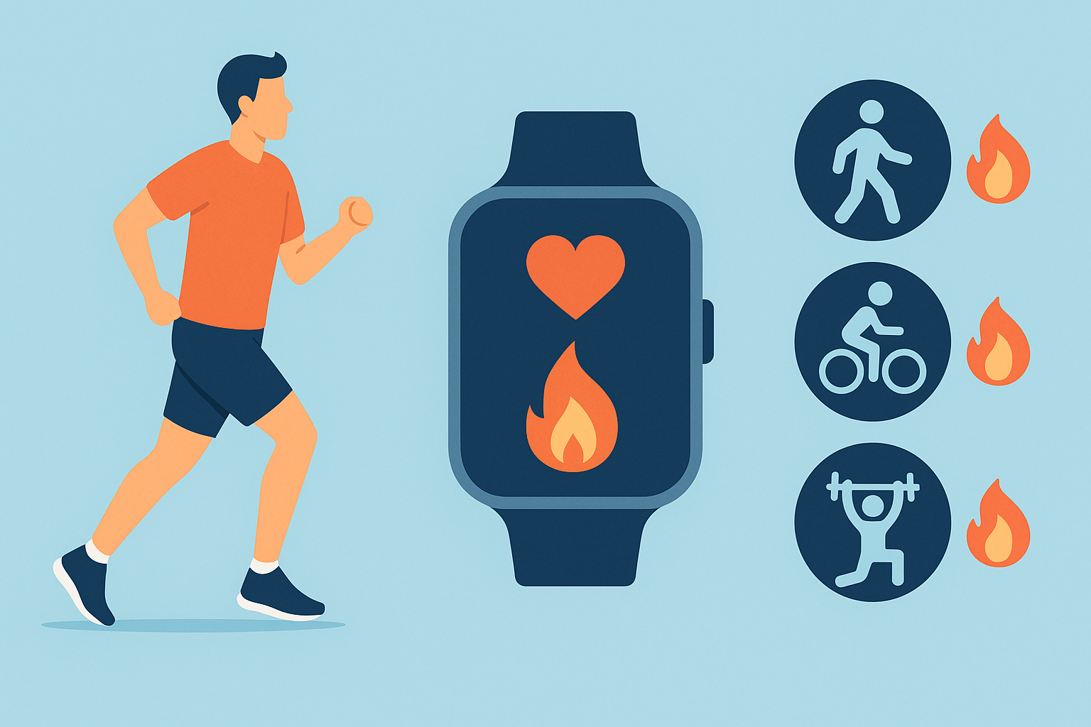 Kalori yakımı ile aktivite şiddeti ve MET değerleri arasındaki ilişkiyi anlatan illustrasyon