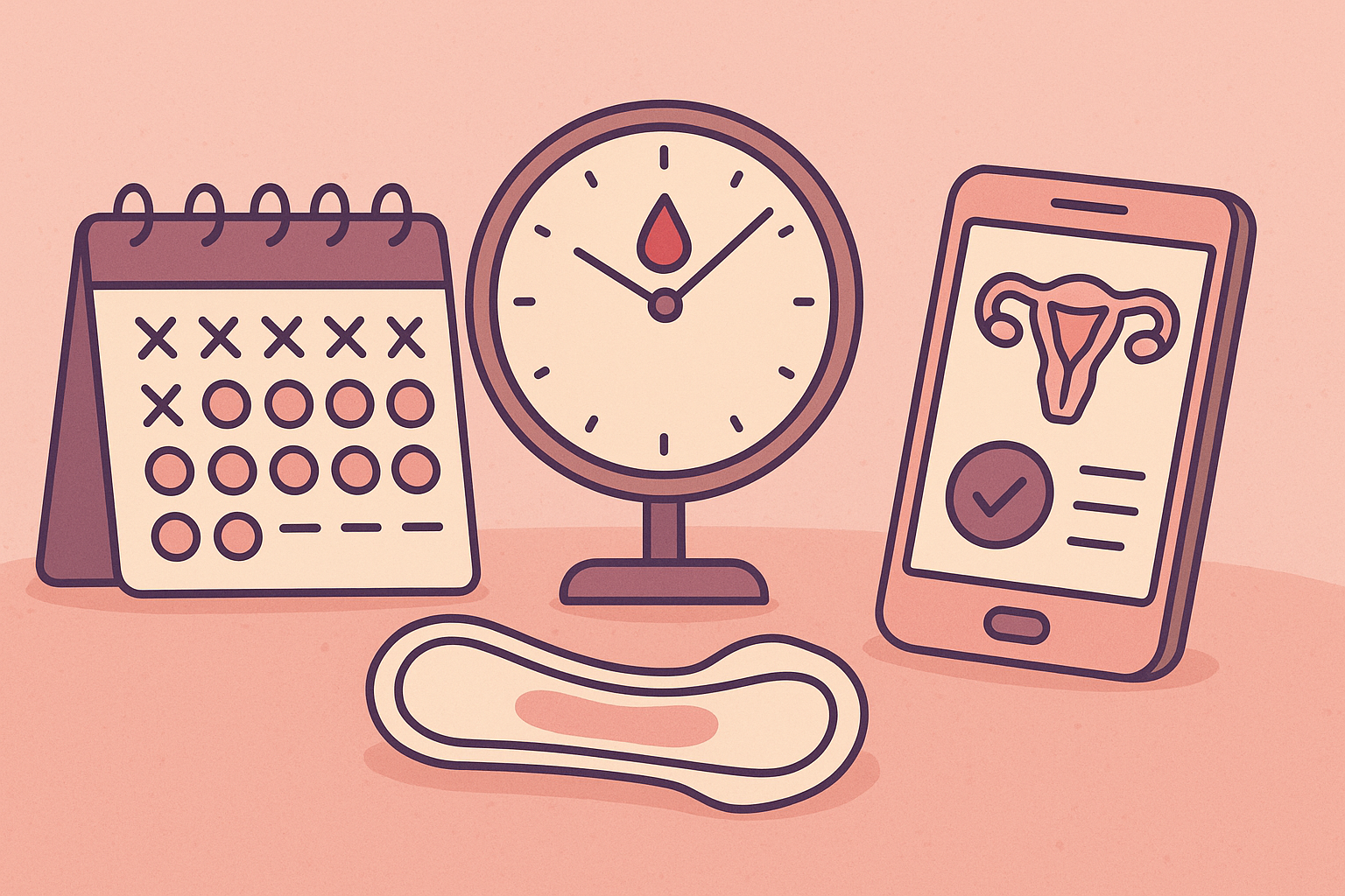 Adet döngüsü, ovulasyon ve verimli günleri gösteren illustrasyon