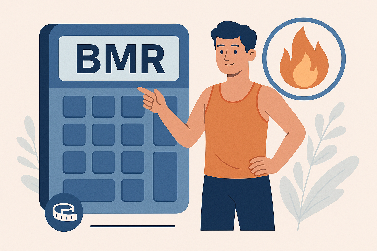Bazal metabolizma hızı (BMR) hesaplamasını ve dinlenik kalori ihtiyacını temsil eden ilustrasyon