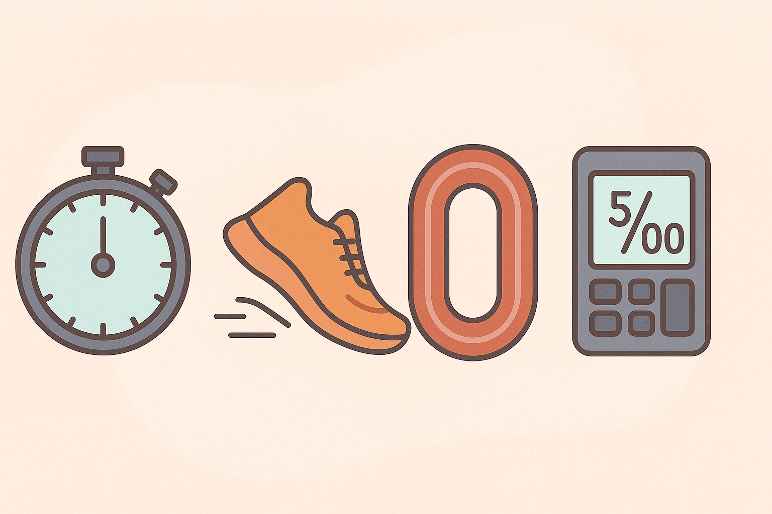 Koşu pace hesaplama, tempo ve yarış hedefi planlamasını anlatan koşucu illustrasyonu