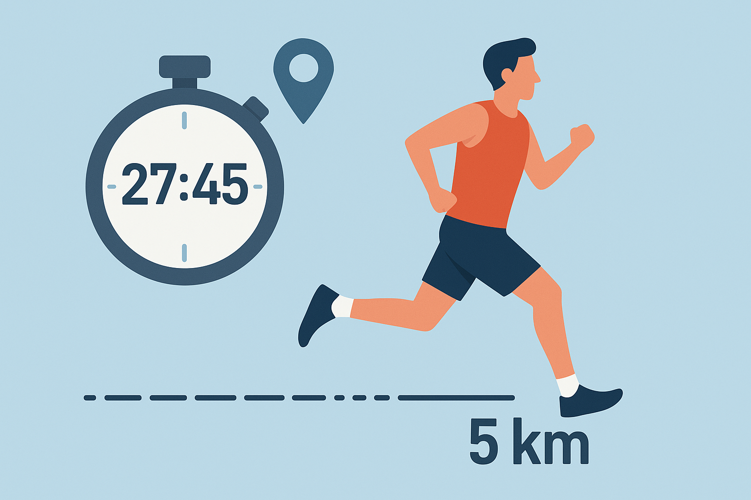 Koşu süresi, mesafe ve tempo ilişkisini gösteren basit koşu planlama illustrasyonu