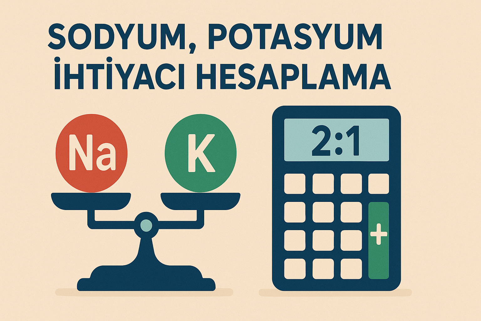 Sodyum ve potasyum dengesini, günlük ihtiyaç ve oran üzerinden gösteren illustrasyon