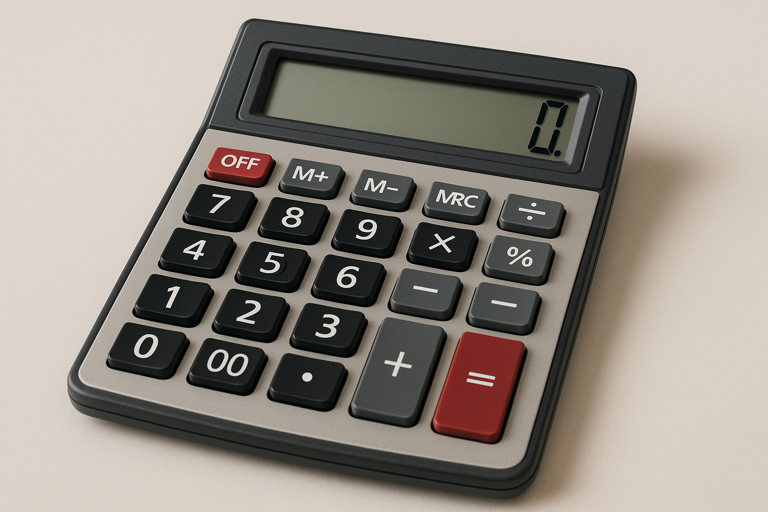 Basit masaüstü klasik hesap makinesi arayüzünü gösteren dijital hesap makinesi görseli