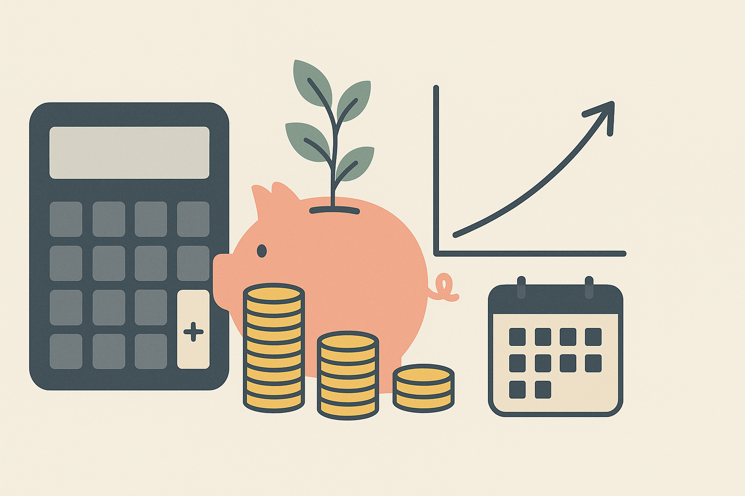 Anapara, faiz oranı, bileşikleşme sıklığı ve zaman arasındaki ilişkiyi gösteren bileşik faiz hesaplama infografik görseli