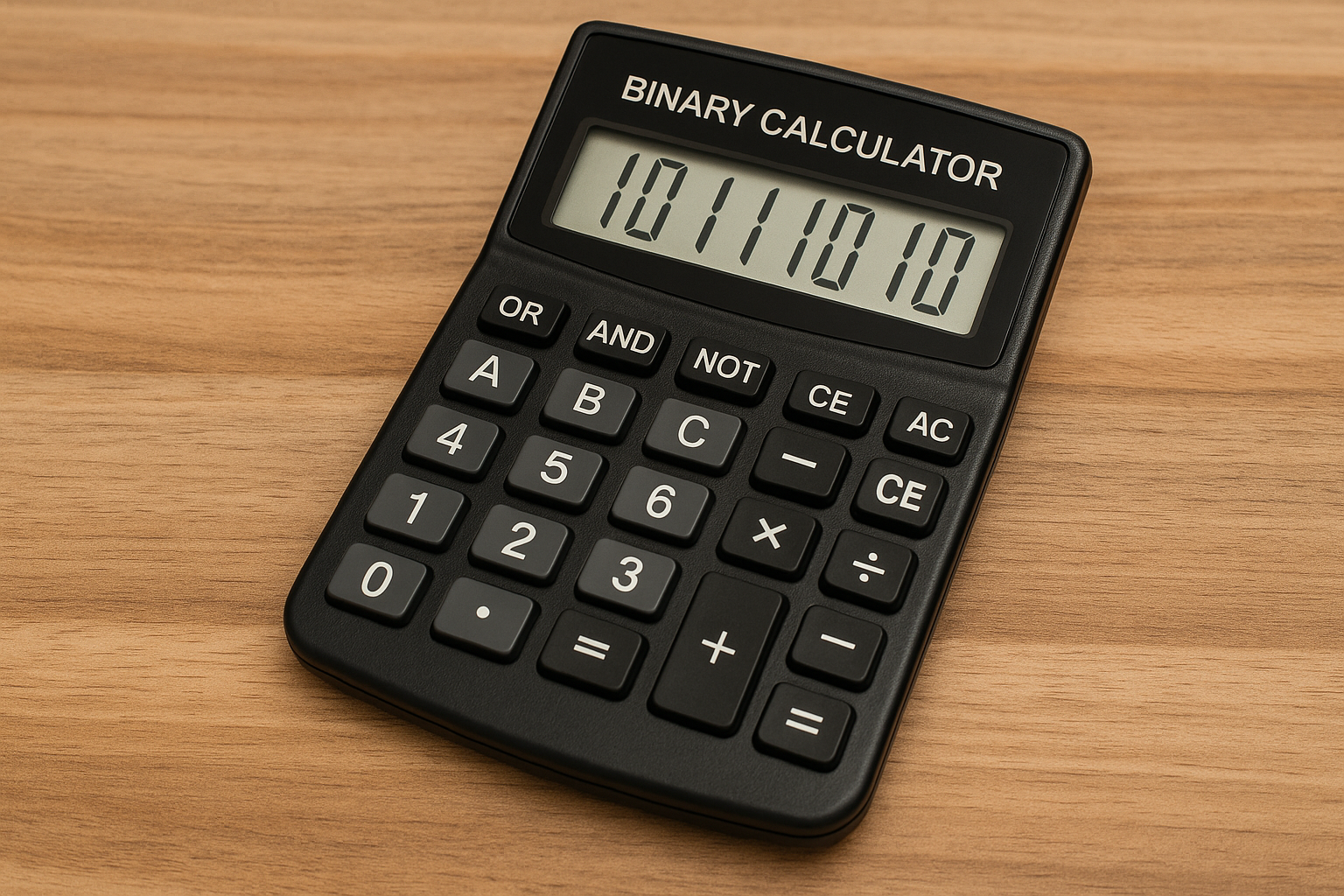 İkili sayı girişi ve taban dönüşümlerini gösteren binary hesap makinesi arayüzü