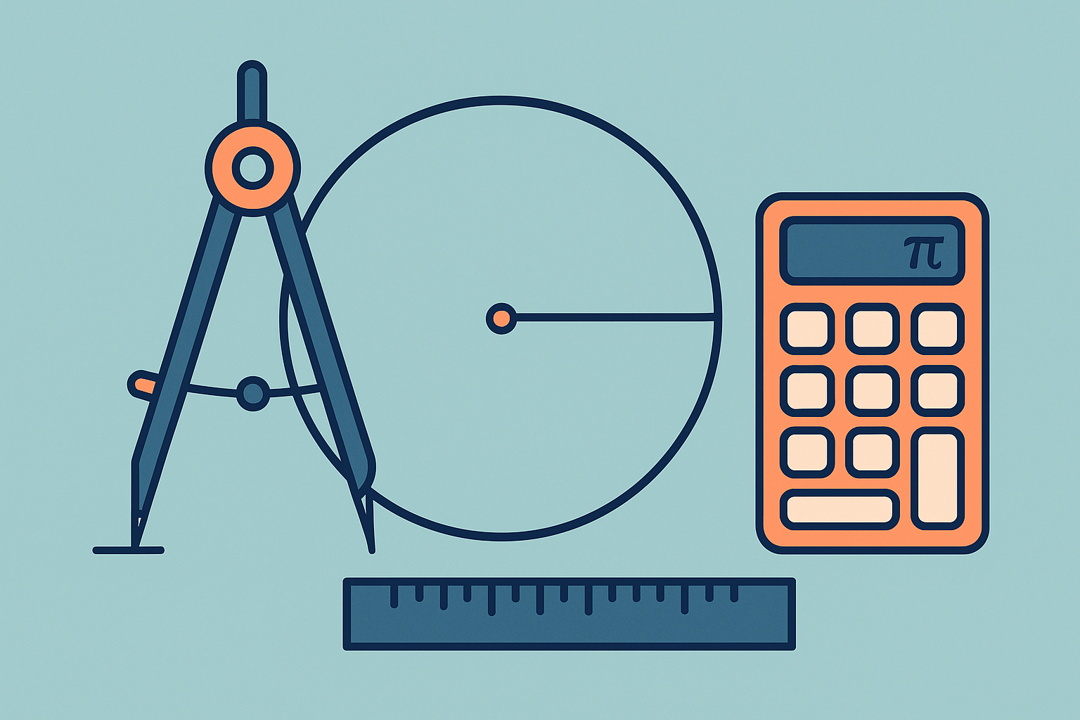 Yarıçap, çap ve pi ilişkisiyle çember çevresi hesaplama rehber görseli
