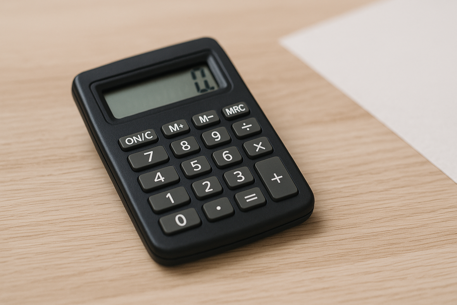 Cep tipi mini hesap makinesinin mobil uyumlu dijital arayüzünü gösteren görsel