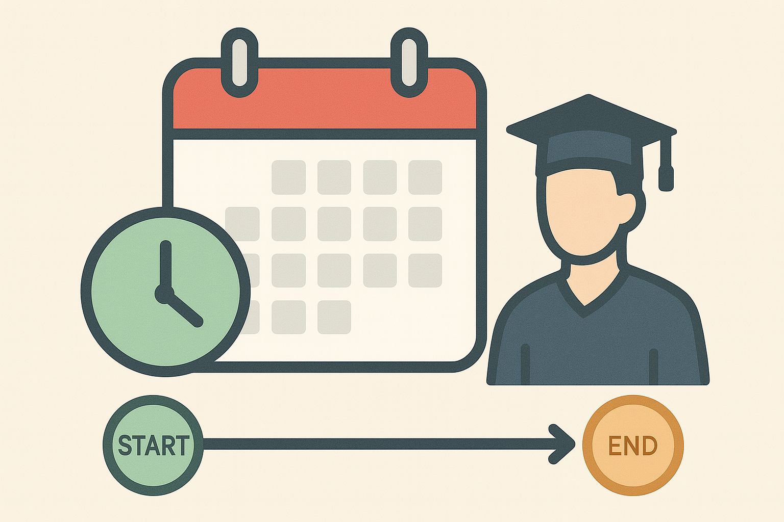 Eğitim-öğretim yılı dönem başlangıç ve bitiş tarihlerini gösteren planlama görseli