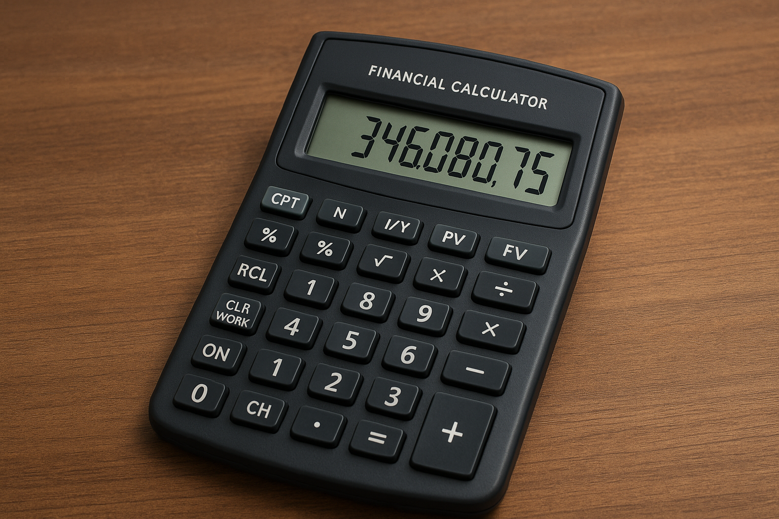 NPV, IRR, bileşik faiz ve taksit alanlarını gösteren gelişmiş finansal hesap makinesi arayüzü