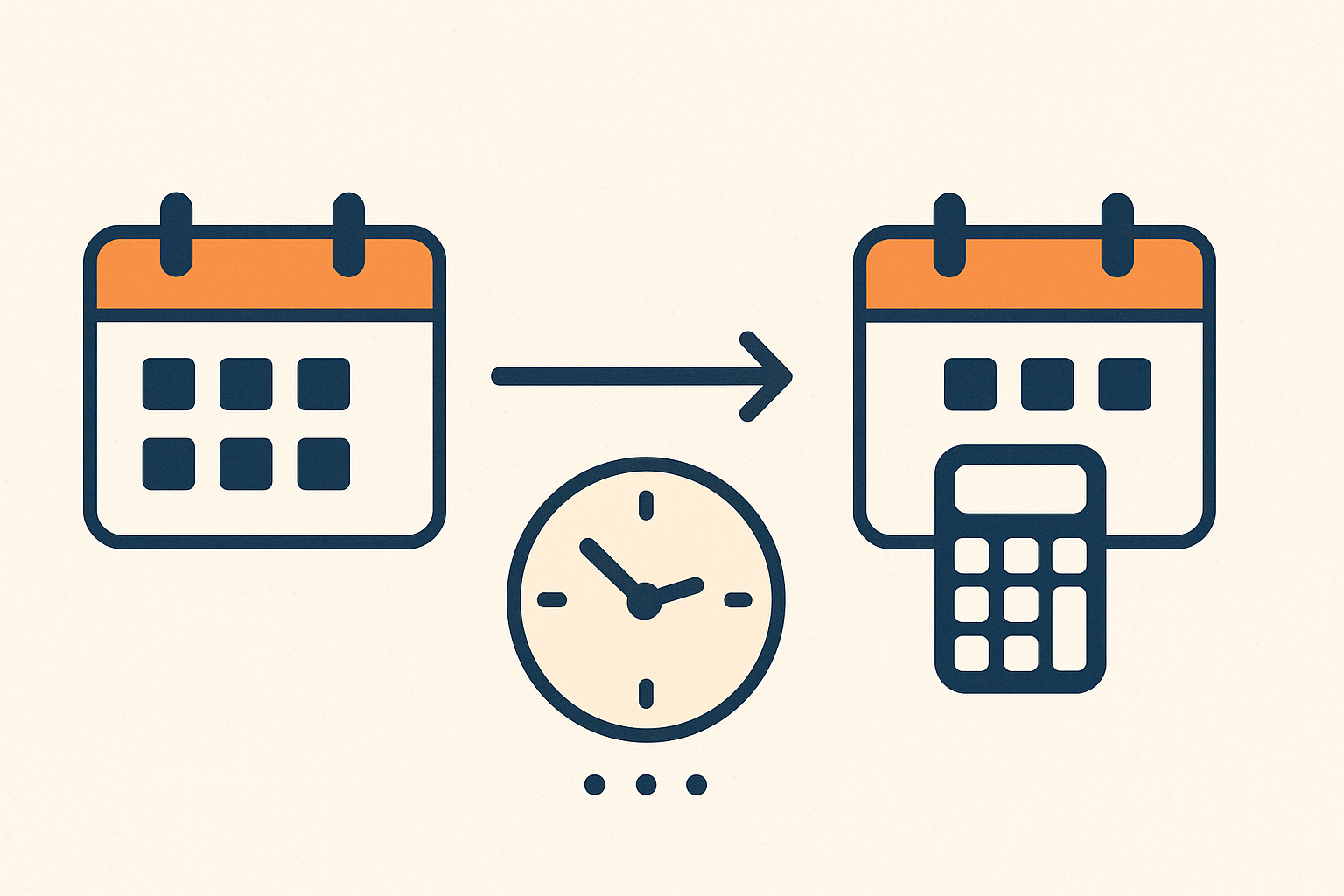 Başlangıç tarihi ile bitiş tarihi arasındaki farkın yıl, ay, gün ve toplam gün cinsinden gösterildiği iki tarih arası hesaplama şeması