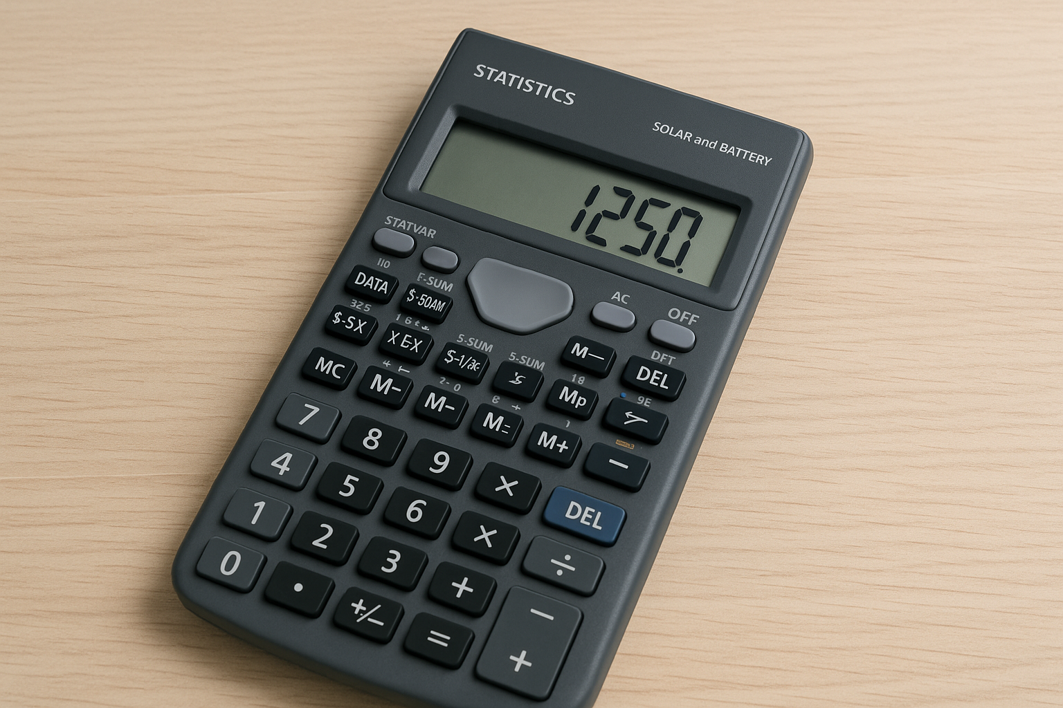 Veri girişi, ortalama, medyan ve standart sapma sonuçlarını gösteren istatistik hesap makinesi arayüzü