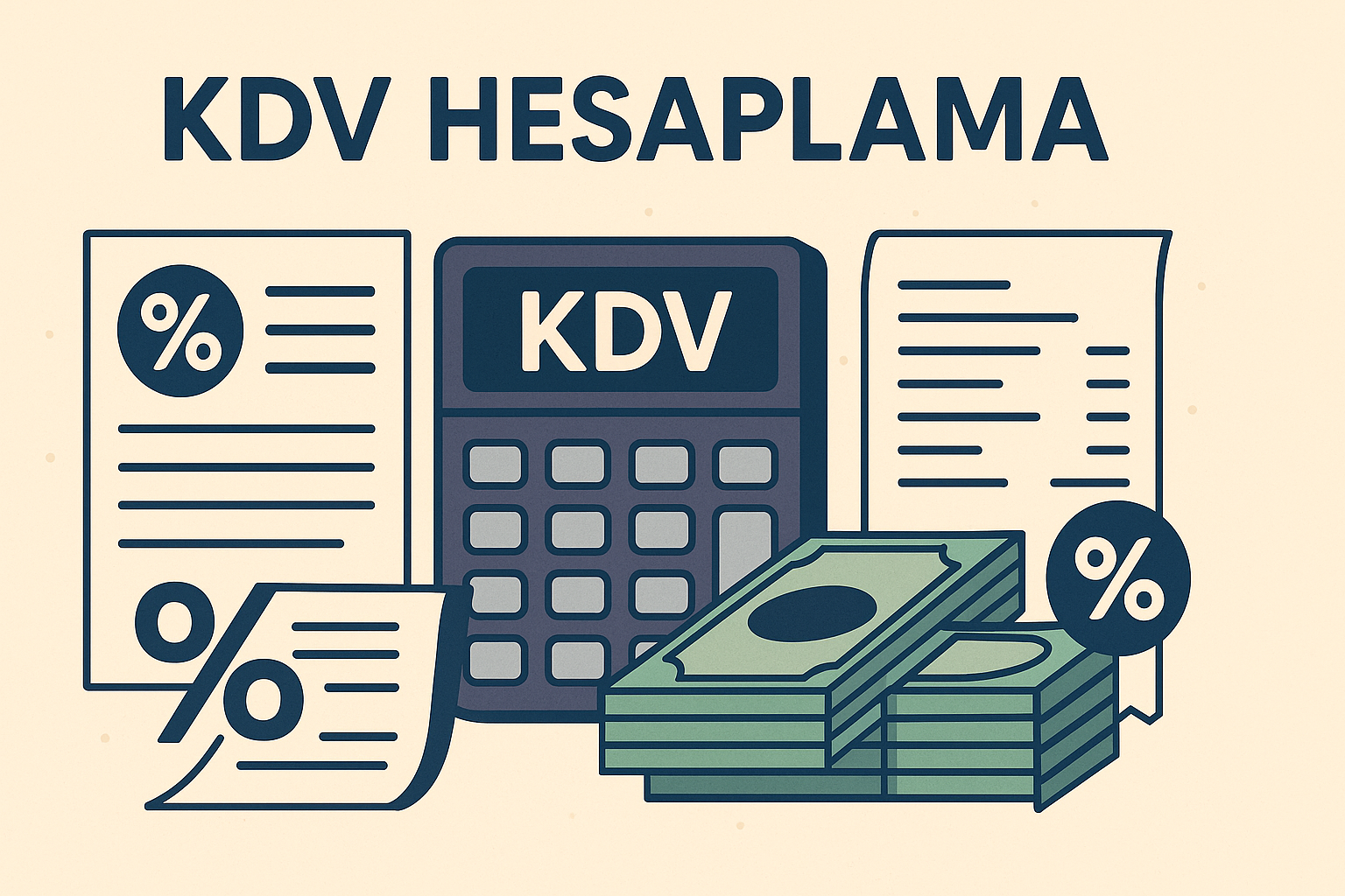 KDV hesaplama formülü, KDV dahil ve hariç tutarların gösterildiği illustrasyon