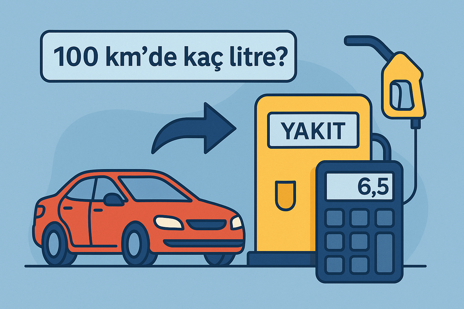 Km’de kaç litre yakar ve 100 km’de yakıt tüketimi hesaplama görseli