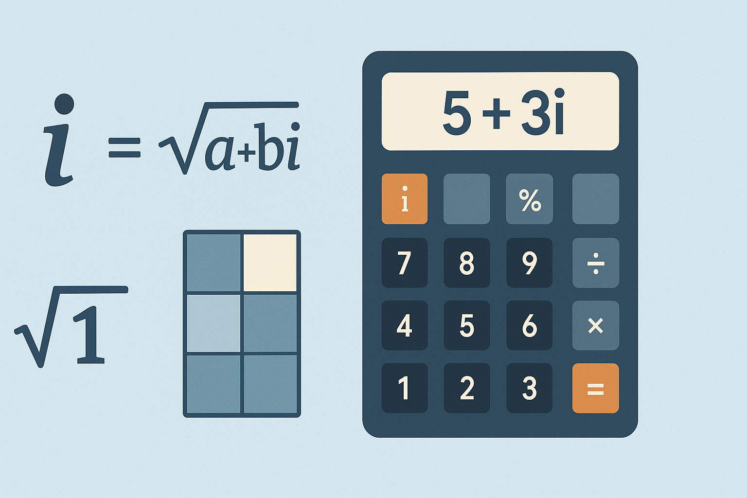 Reel ve sanal kısım giriş alanları, modül ve açı sonuçlarını gösteren kompleks sayı hesap makinesi arayüzü