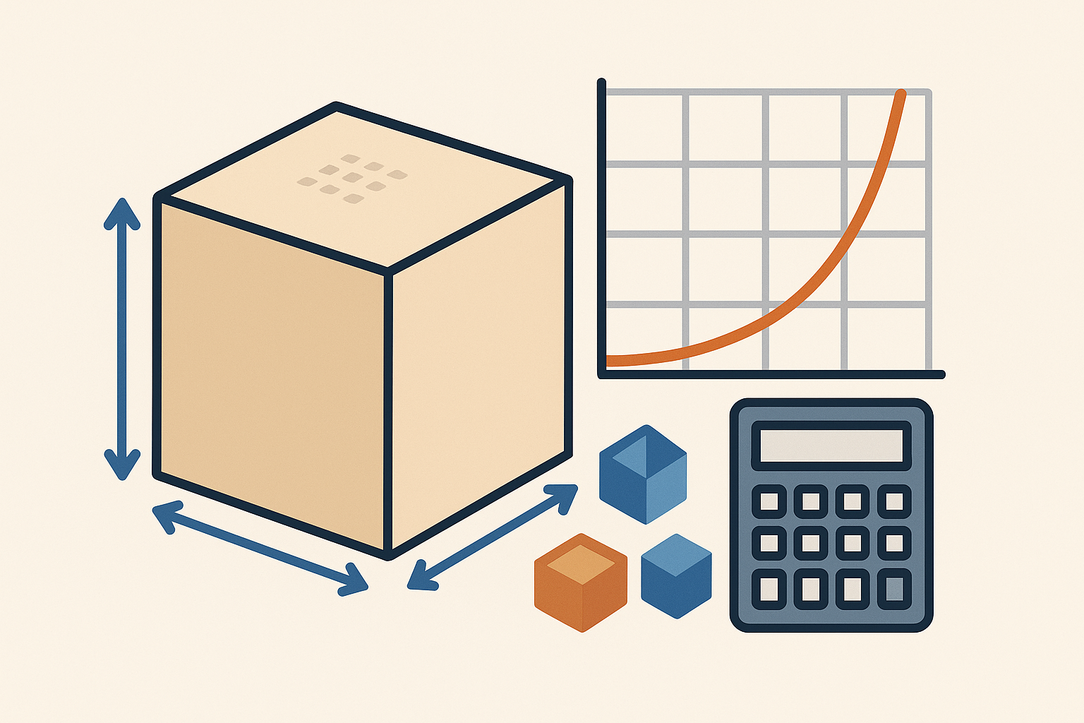 Küp hacmi, toplam yüzey alanı ve köşegenlerini gösteren 3 boyutlu geometri hesaplama rehber görseli