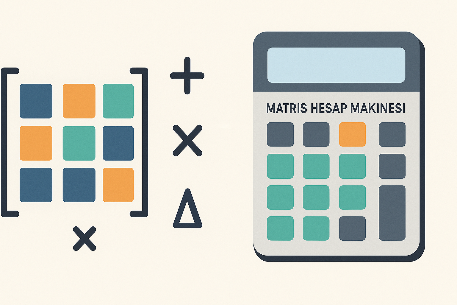 Satır ve sütun giriş alanları ile determinant ve ters hesaplama seçeneklerini gösteren matris hesap makinesi arayüzü