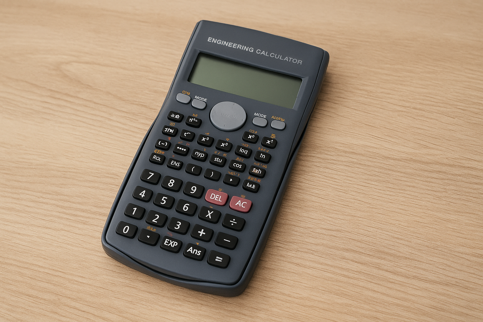 Mühendislik gösterimi ve bilimsel notasyon tuşlarını içeren dijital mühendislik hesap makinesi arayüzü