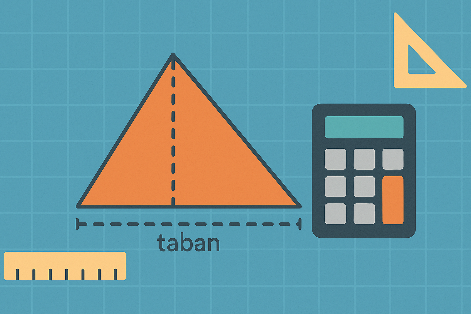Üçgen alanını taban ve yükseklikle ve Heron formülüyle gösteren geometri hesaplama rehber görseli