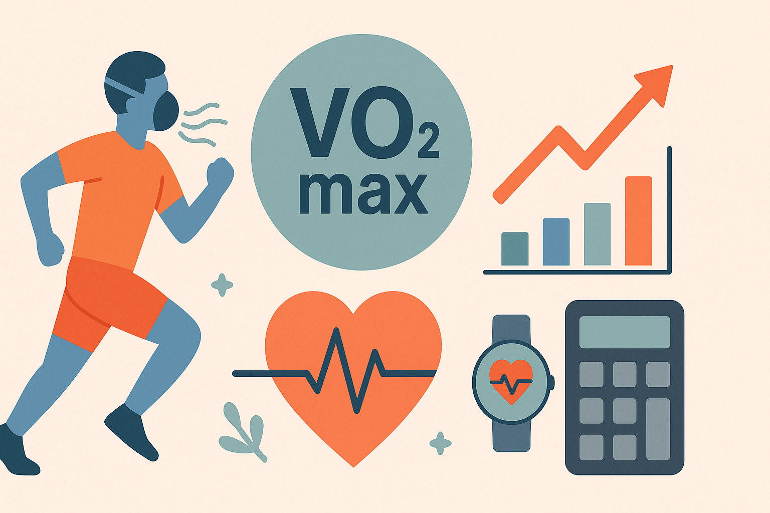 Koşu parkurunda tempo koşusu yapan sporcu ve oksijen tüketimini anlatan şema illustrasyonu