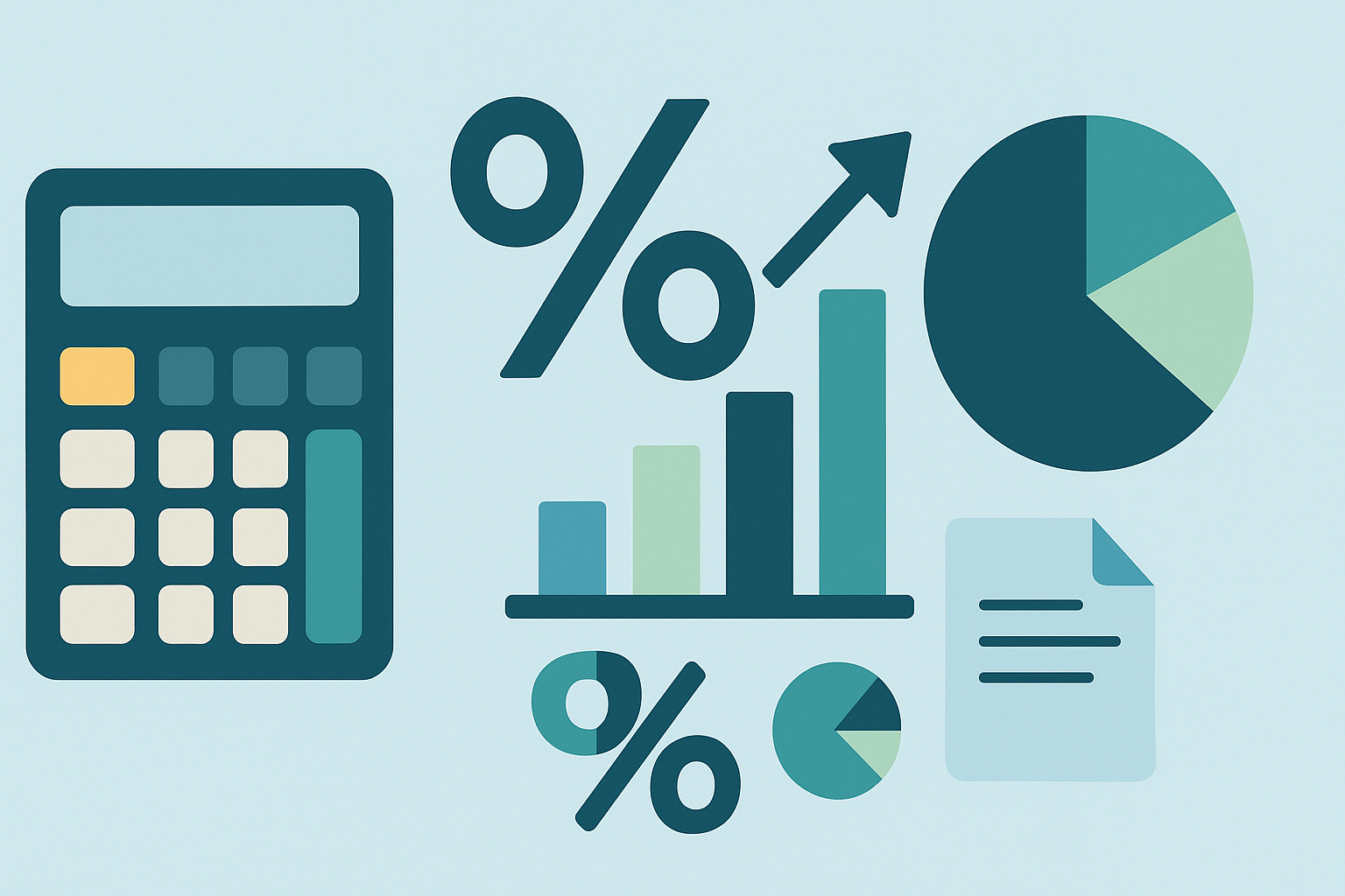 Yüzde hesaplama, yüzde artış ve azalış ilişkisini anlatan görsel rehber